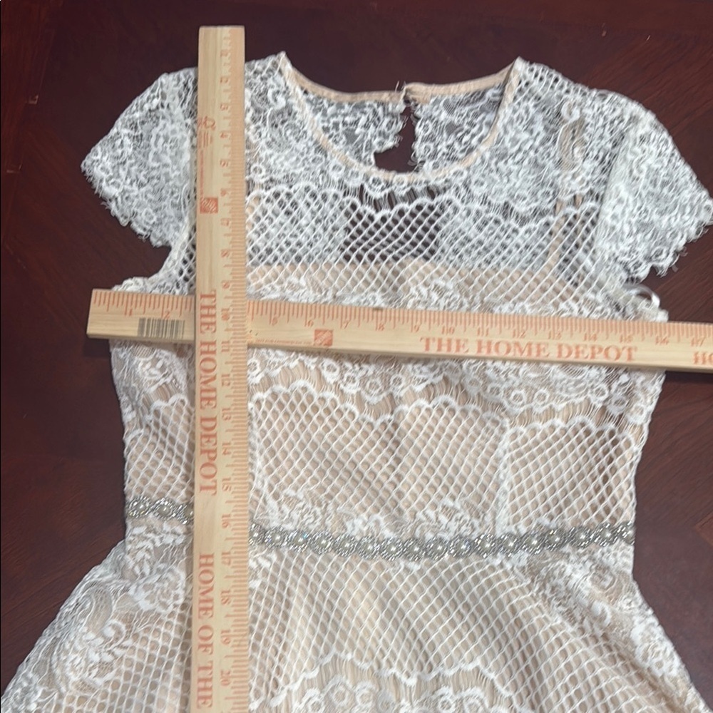 City Triangles Cream Mini Dress lined rhinestones prom - Picture 10 of 12